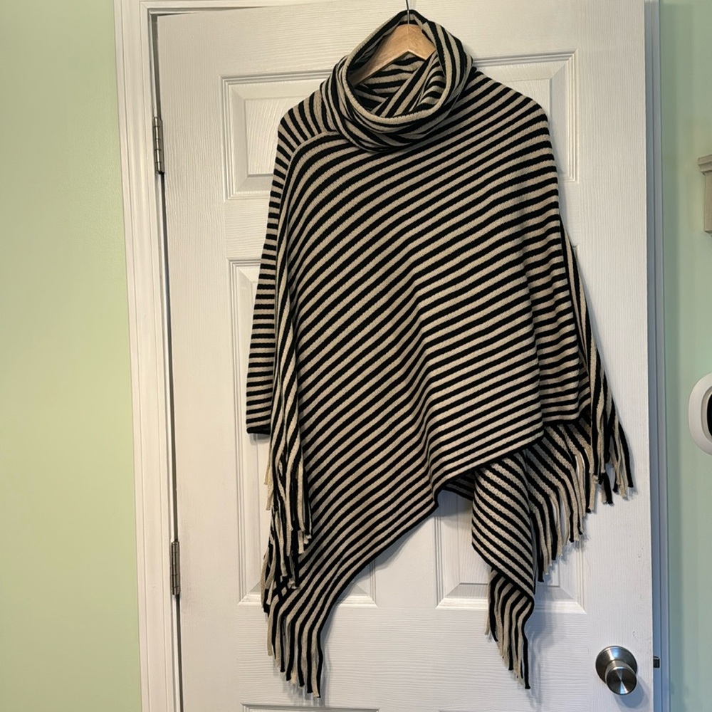 Black and Tan Blanket Poncho
